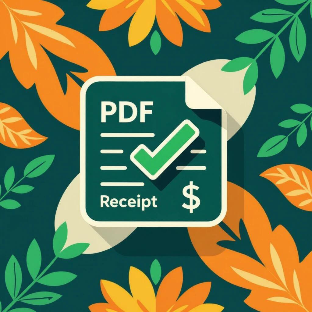 Minimal-style logo illustrating PDF receipt verification service. Central element is a stylized document icon in dark teal. Green checkmark across the PDF. Incorporate USDT symbol in the bottom right corner. Serious style with bright and dark color contrast. Use clean geometric shapes. Design is minimalistic.