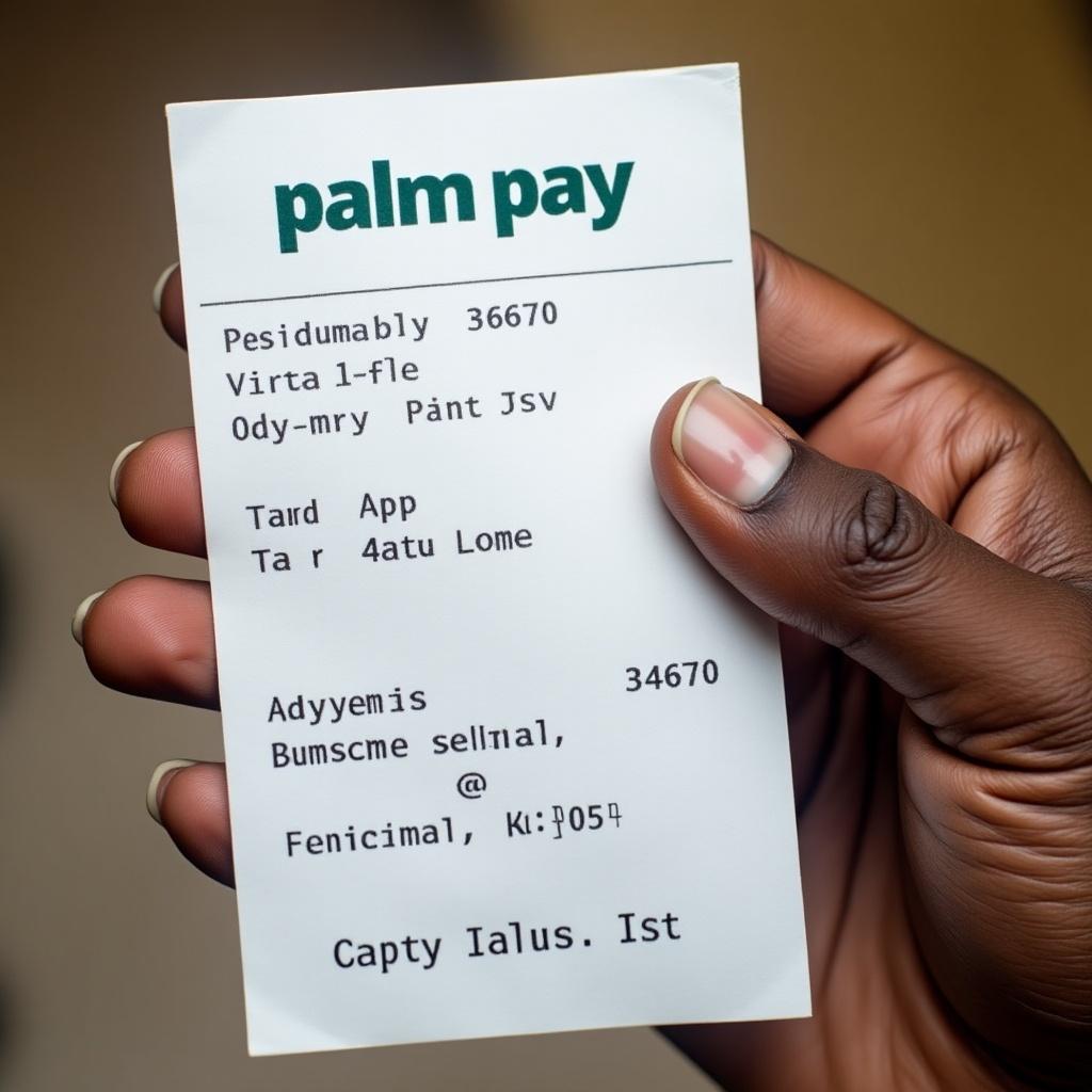 Receipt showing virtual card withdrawal by card owner. Amount 34670 naira. Printed details include cardholder name, transaction type, and app information.