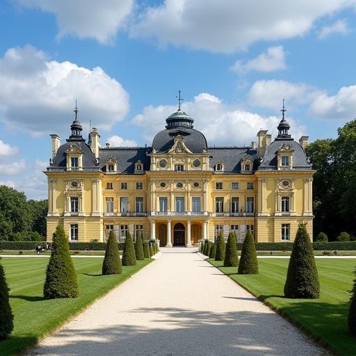 Exterior view of Schönbrunn Palace showcasing its grandeur and lush gardens.