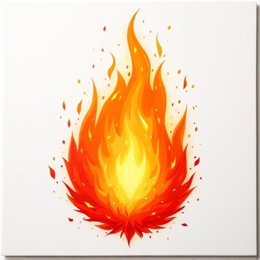 Illustration of an amazing flame on a white background. Center of canvas is filled with flame shapes. Inner border of canvas is white.