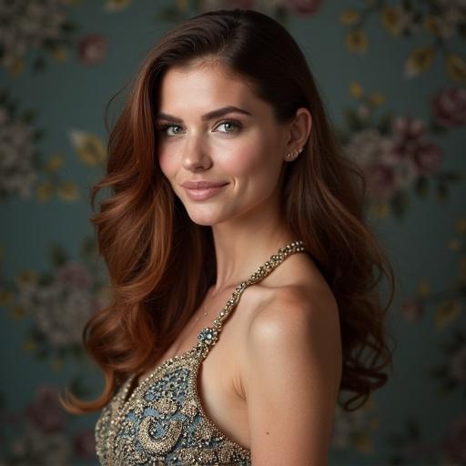 a woman maestro logo with elegant design and floral background