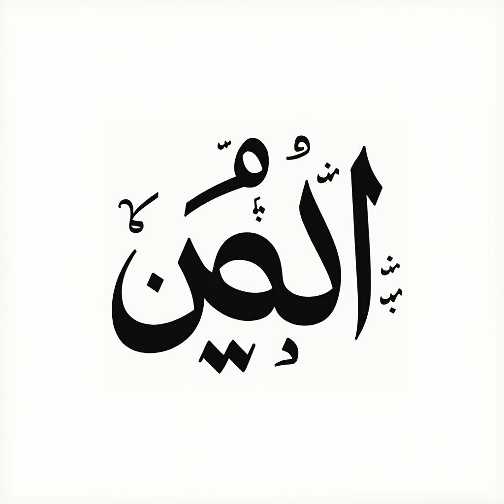 Calligraphy design showcases separated Arabic letters. Features letters أ ف ح خ ا ع styled artistically. Black font against white background.