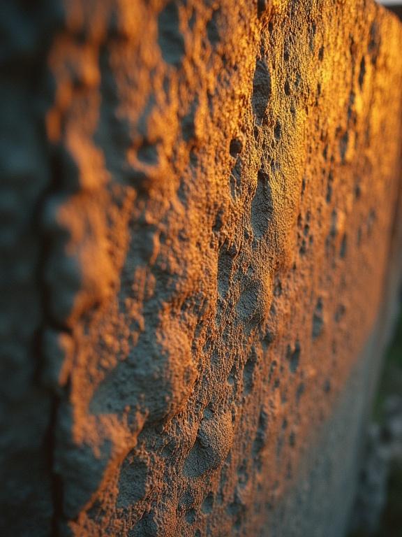A close-up of a hand-textured surface that looks like weathered bark and stone. The surface is illuminated by natural light during golden hour. The vibrant color grading enhances the warm tones.