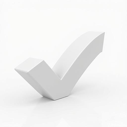 3D white check mark displayed on a soft background