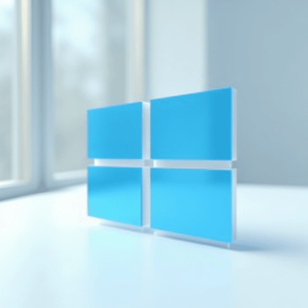 A 3D representation of four blue, square panels arranged in a grid, set against a blurred background.