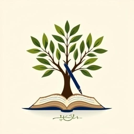 Logo design for Maarakah 2025 Municipal Elections. Combines olive tree symbolizing heritage, pen indicating civic participation, open book representing knowledge.