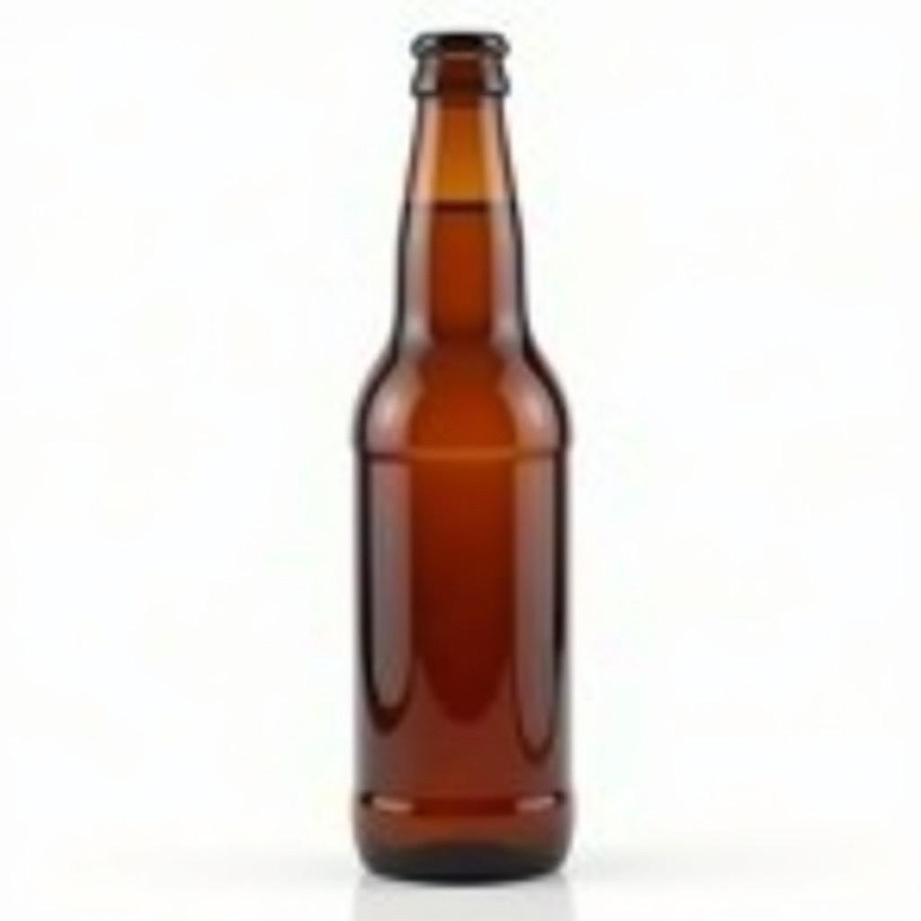 Brown glass beer bottle with 500ml capacity. No labels on the bottle. Placed against a white background.