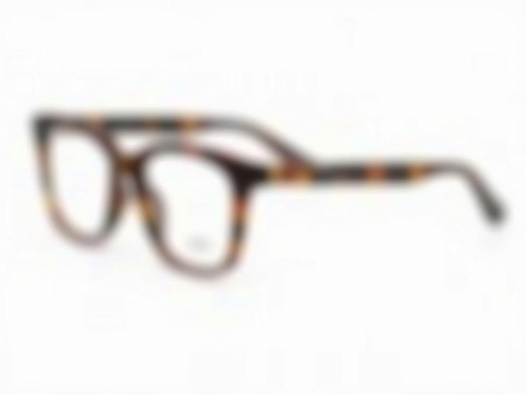 The image features a pair of stylish eyeglasses. The frame has a tortoise shell pattern with shades of brown and black. The shape of the glasses is oversized and angular, providing a bold fashion statement. The lenses are clear, making them suitable for prescription purposes. The temple arms are thick and elegant, extending outward stylishly. These glasses would be perfect for both casual and professional settings. They embody a modern and sophisticated look. The overall design is trendy, making them appealing for fashion enthusiasts.