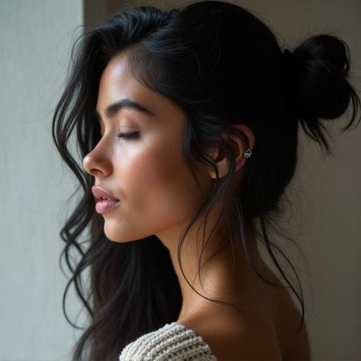 Profile photo for an architecture account. A girl with black hair.