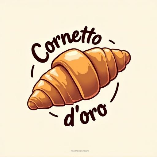 Logo design featuring a croissant at the top with the text 'Cornetto d'oro' below it.