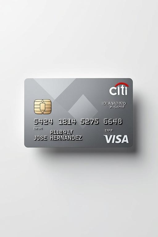 Image is a realistic representation of a credit card. This card features Citi Diamond Preferred text and displays a card number clearly. Name of Jose Hernandez is under the logo. Expiration date is present. Clean silver background with bold black font. The credit card number is 5424 1814 6275 2648. The expiration date is 07/28. CVV is 546. The name on the card is Jose Hernandez. The back of the card mirrors the front's design with a magnetic strip and CVV display. Signature panel shows realistic signature from Jose Hernandez.