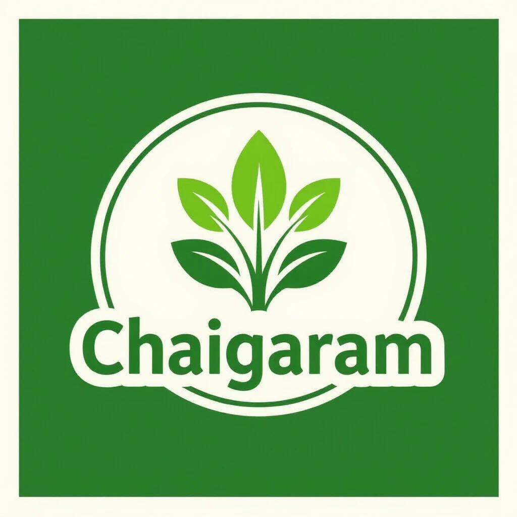Logo focused on bio fertilizer. Design features stylized green leaves. Brand name is Chaigaram.