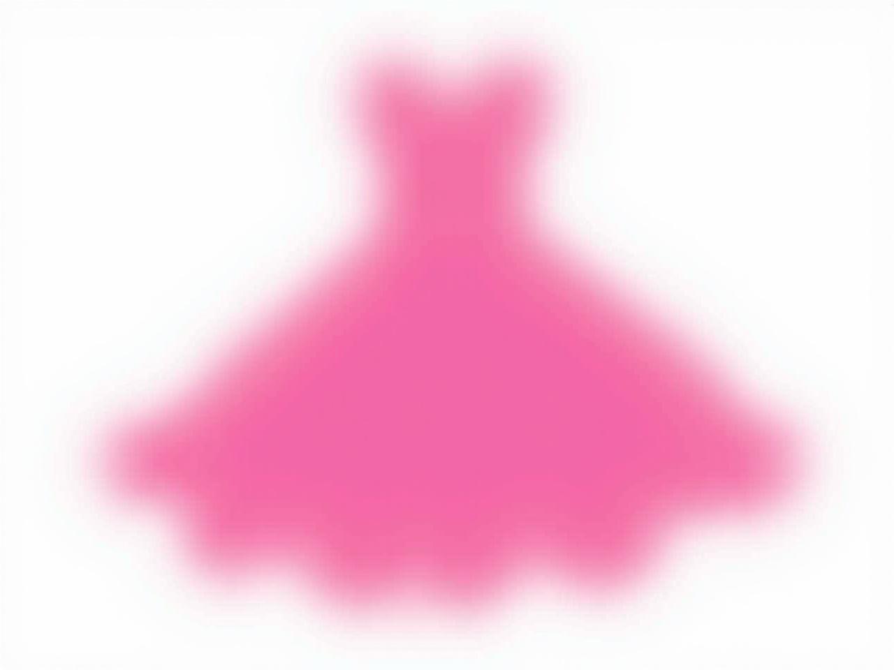 The image showcases a stylized illustration of a dress. It features a vibrant pink color with a flowing silhouette. The dress has a sweetheart neckline and appears to be strapless. The design is bold, outlined in black to enhance its shape. The overall look suggests a fashionable and elegant design, suitable for special occasions. The dress seems to be made of a lightweight material, giving it a playful and flirty feel. This illustration could be used for fashion-related graphics or branding.