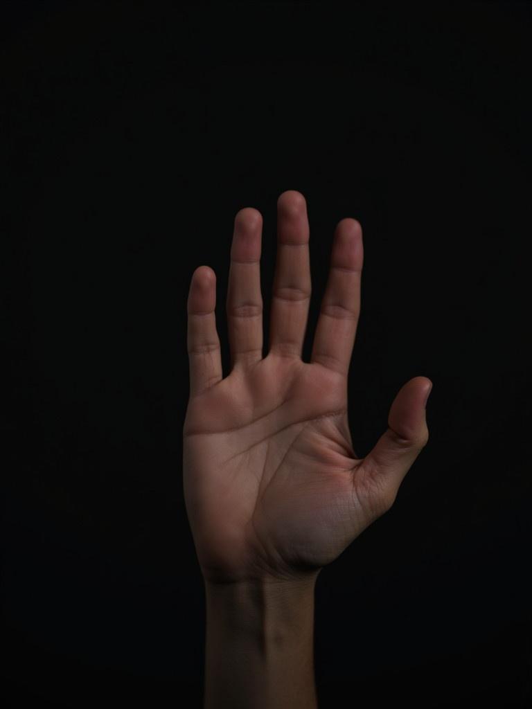 Back of a hand displayed against a dark backdrop