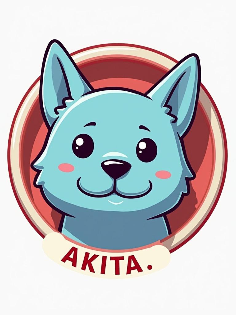 A cute blue dog head in a circular meme coin design. Text at the bottom reads AKITA.