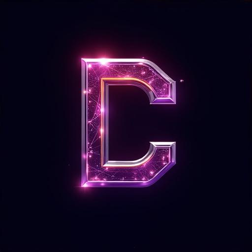 Logo designed for 'digital creative'. Incorporate high tech font. Include purple, gold, black and white colors. Intertwined letters D and C. Use sleek and futuristic typeface. Letters appear bold and glowing. Colors are vibrant and neon. Add geometric elements. Focus on AI automation. Feature soft gradients for glowing 3D appearance. Design includes metallic logo with interconnected glowing blockchain nodes. Subtle light pulsing effect. Logo has polished chrome edge reflecting advanced creativity.