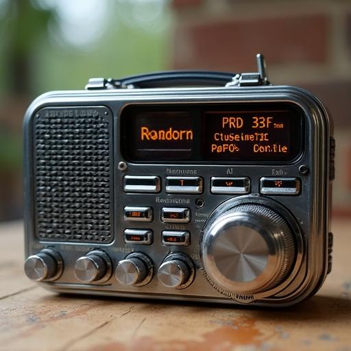 An altoid tin converted into a ham radio featuring an LCD screen incorporated into the lid. The design is compact and showcases buttons with a sophisticated interface.