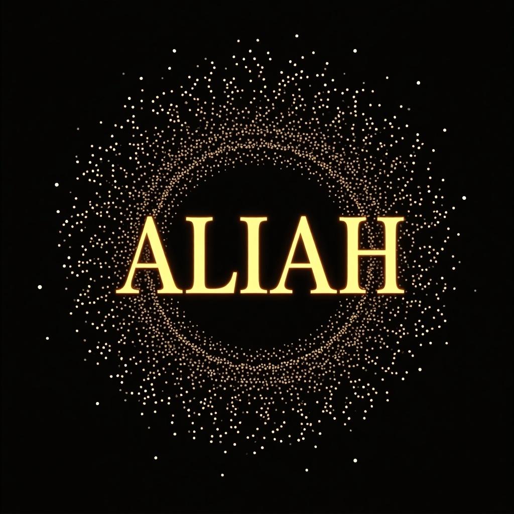 Design a background for the name ALIAH. Use a golden ratio font style. Center the name with a sparkling effect.