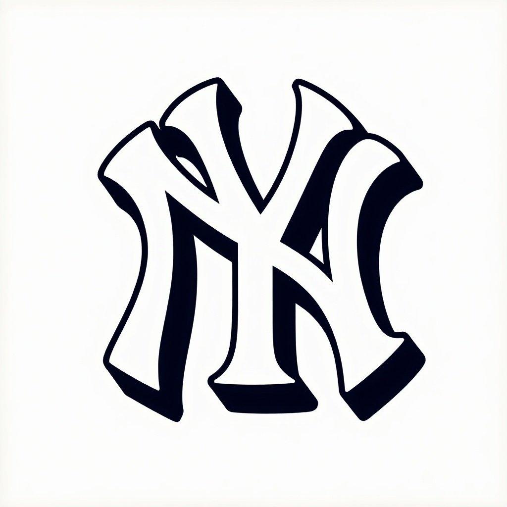 Redrawn Yankees logo incorporates letters 'MYV'. 'Y' stands out larger than others. Each letter displays a different color.