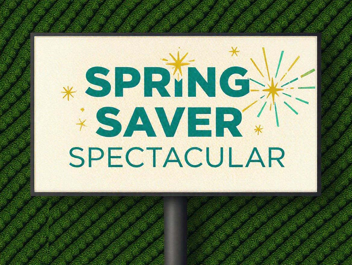 Logo 'Spring Saver Spectacular' on a plain white background with simple design elements.