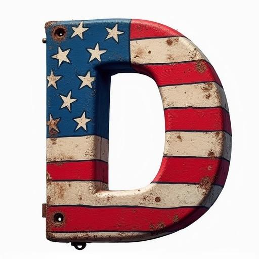 A trophy featuring the American flag and the letter D in an animated style.