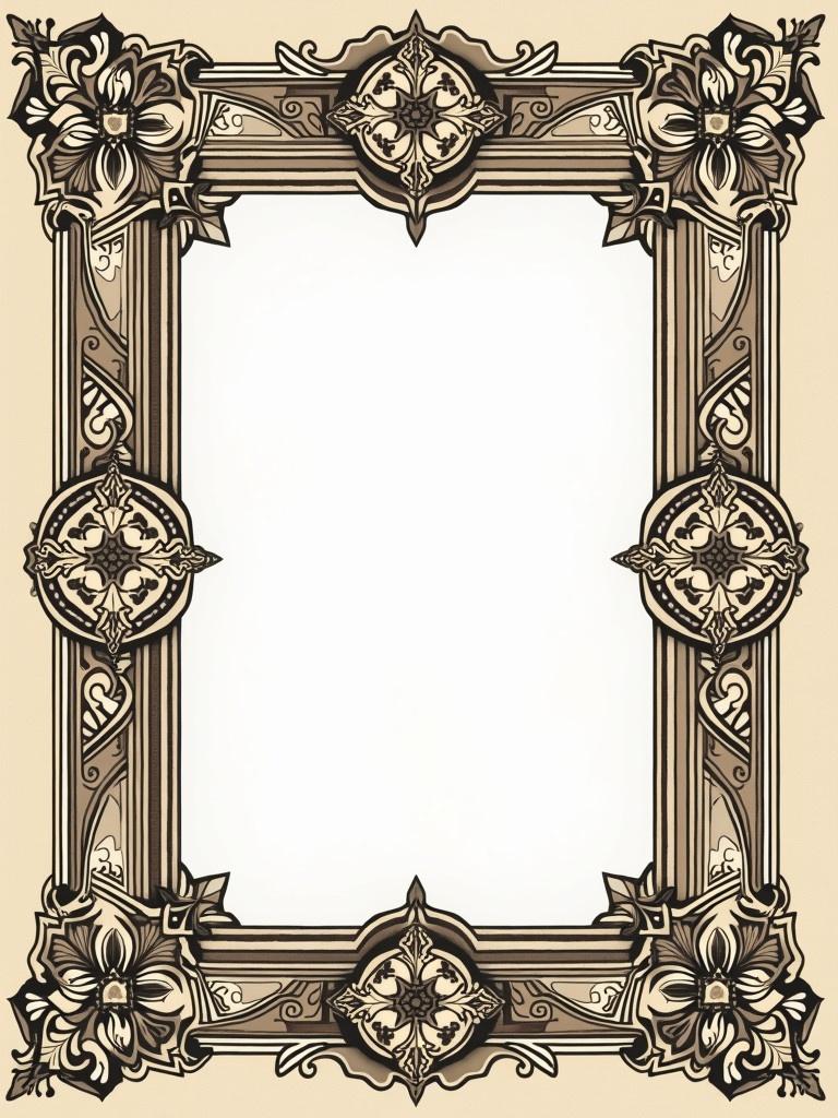 Card frame designed for a fortune card. Features intricate designs. Center is empty for customization.