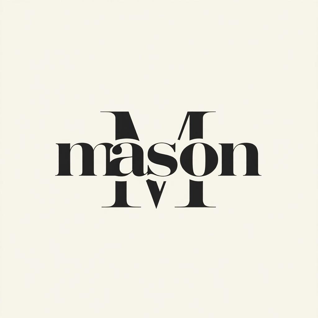 The image features a minimalist architectural text logo for 'mason17'. The design prominently showcases the name with a distinctive font style. The logo emphasizes an elegant and modern aesthetic, well-suited for an architectural theme. The composition is clean, using a stark black and white color palette. Its simplicity reflects sophistication, making it ideal for branding and marketing purposes.