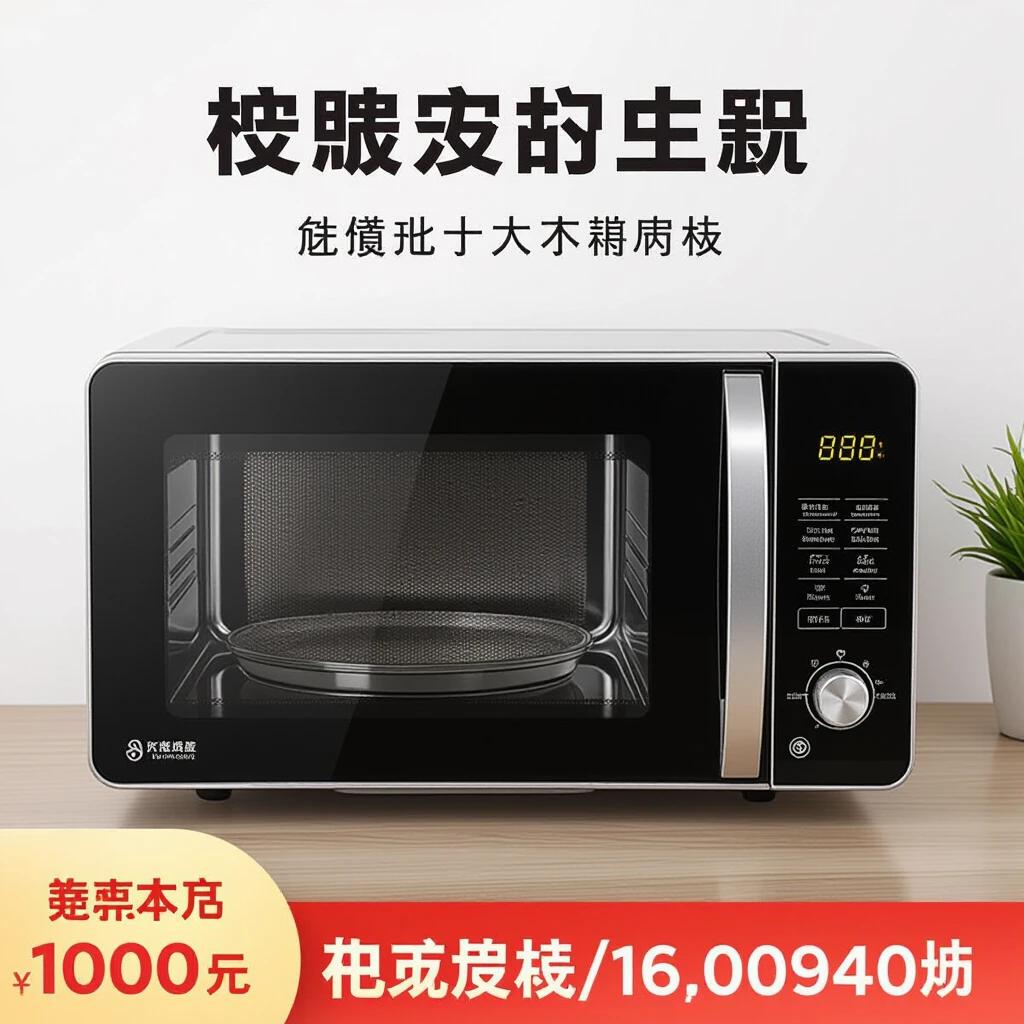 A product image of a microwave oven. The title text on the image reads 'Microwave Oven'.