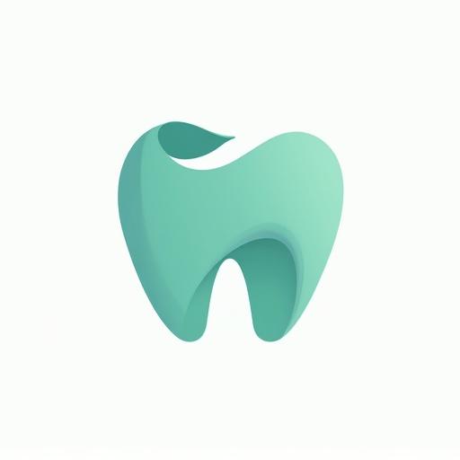 Logo design for dental clinic featuring abstract modern shapes mimicking healthy tooth and smile. Incorporates smooth flowing teal shapes and elegant white arc. Text 'Mintline Client' in Open Sans font near graphic.