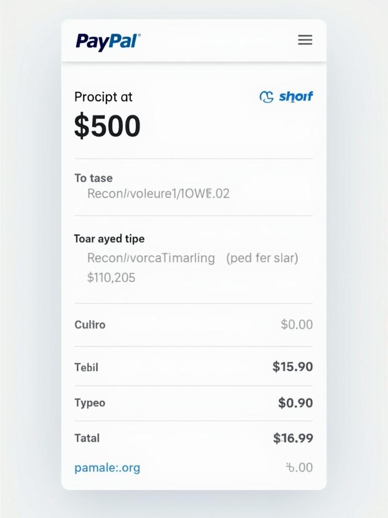 Image shows a PayPal payment receipt. It states proof of payment for $500. Includes email teakvogue@gmail.com.