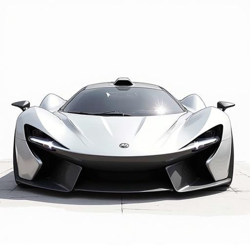 Futuristic exotic supercar concept sketch from 3/4 front view angle.