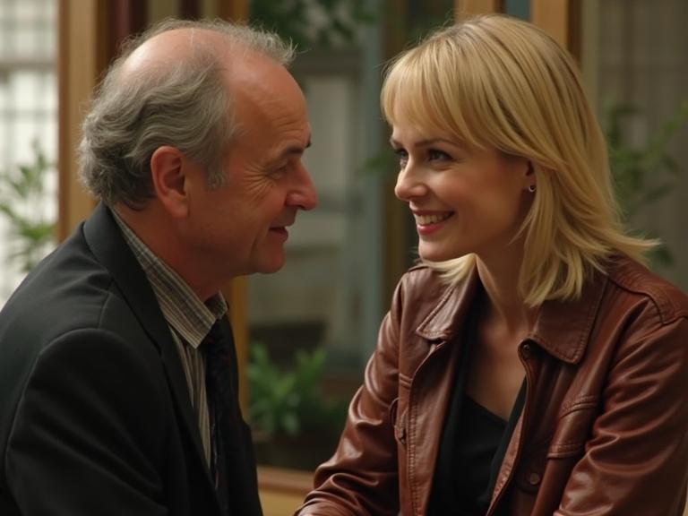 Image from the movie Lost in Translation. Features two prominent actors in a thoughtful moment. Setting conveys warmth and intimacy. Focus on their expressions and connection. Perfect for discussions on relationships in cinema.