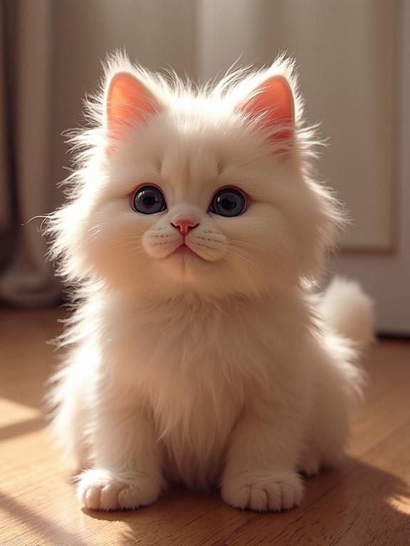 A stylish and elegant furry creature in a poised stance. Soft fur texture and serene atmosphere. Natural light bathes the scene for a warm effect. Showcases the charm of whimsical beauty.