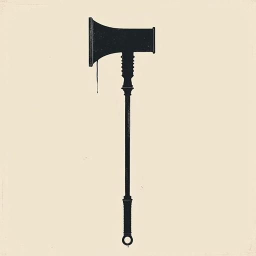 Lead-filled mace in a minimalistic composition with a focus on simplified shapes and a limited color palette.