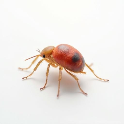 Photorealistic representation of a delicate erysipelas insect on a white background. The image features soft natural lighting with a pure composition. Shot using a Canon EOS R5 with an 85mm lens, showcasing fine depth of sharpness.