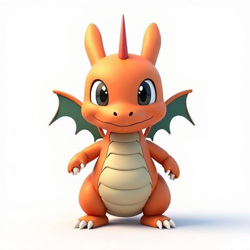 Full-body front-facing dragon character image centered against a plain background. Soft lighting with natural proportions and clear contours for modeling.