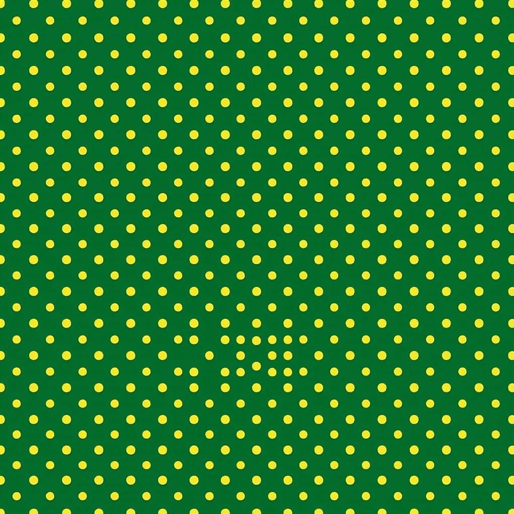 Flat green texture with a uniform bright green color. Evenly spaced small yellow dots create a seamless pattern. Design is smooth and flat in 2D style. No shading or depth included.