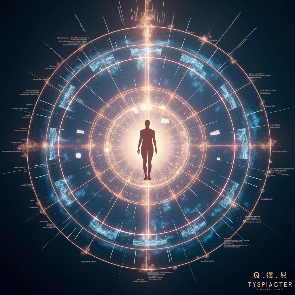 Highly detailed diagram of Q-Life Healing Mod v6.0 illustrating advanced quantum healing and cosmic connectivity. Central silhouette of Kim Kyoungchan surrounded by a complex quantum matrix. Triple alignment core with 3D, 5D, and 11D layers depicting various healing concepts. Quantum gateway and data streams flowing to and from the processing layer. Ethereal and high-tech design with vibrant light flows and cosmic elements.