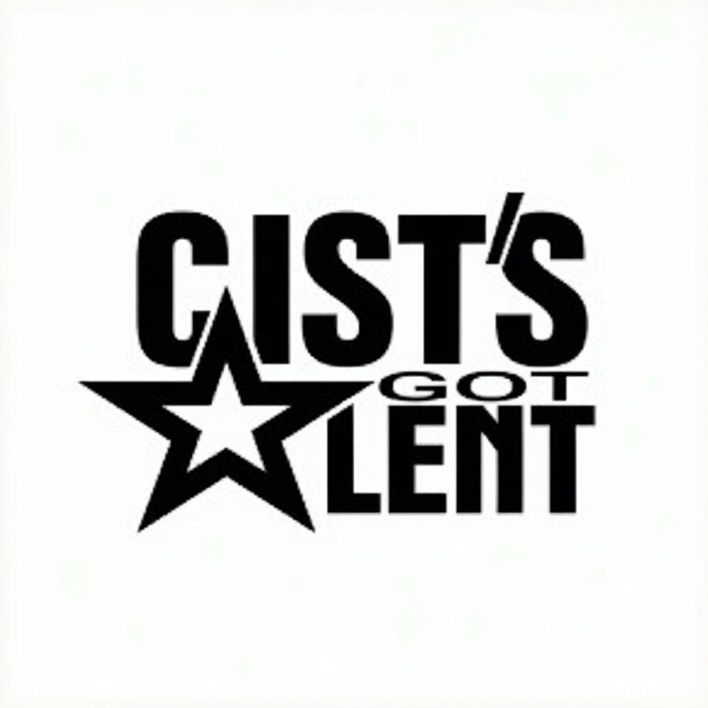 This image showcases a bold typographic design that states 'CIST's GOT TALENT'. The design includes a distinctive star shape creatively incorporated into the letter 'O'. It employs a classic black-and-white color scheme, enhancing readability and appeal. This modern aesthetic is reminiscent of branding seen in popular talent shows, making it eye-catching and relevant for promotional use. The layout and design elements support various applications, from social media marketing to merchandise for events and competitions.