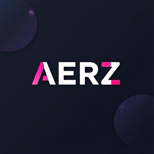 Logo design featuring letters AERZ. Emphasis on programming or application creation. Modern, clean aesthetic with a tech feel.