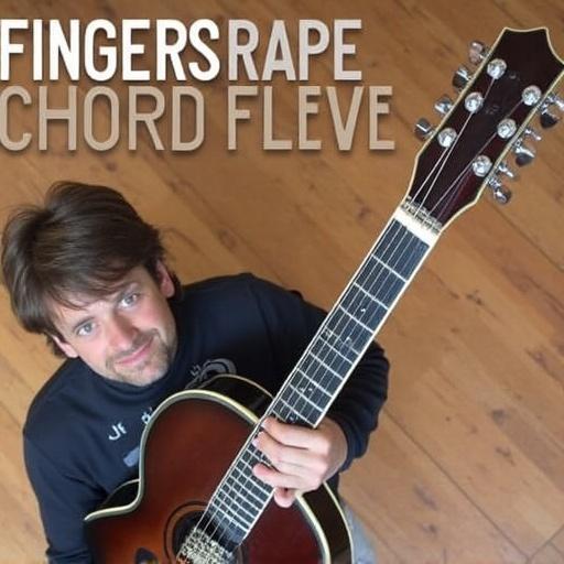 Top-down view of a person's hand positioning on a guitar fretboard. Focus on fingerstyle and chord shapes. Ideal for teaching methods and techniques to beginners. Directly above angle to show detail.