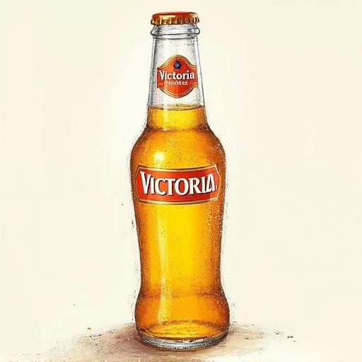 Close-up of a cold Victoria beer bottle. Prominent display of the phrase 'Only 1 €!' on the label.