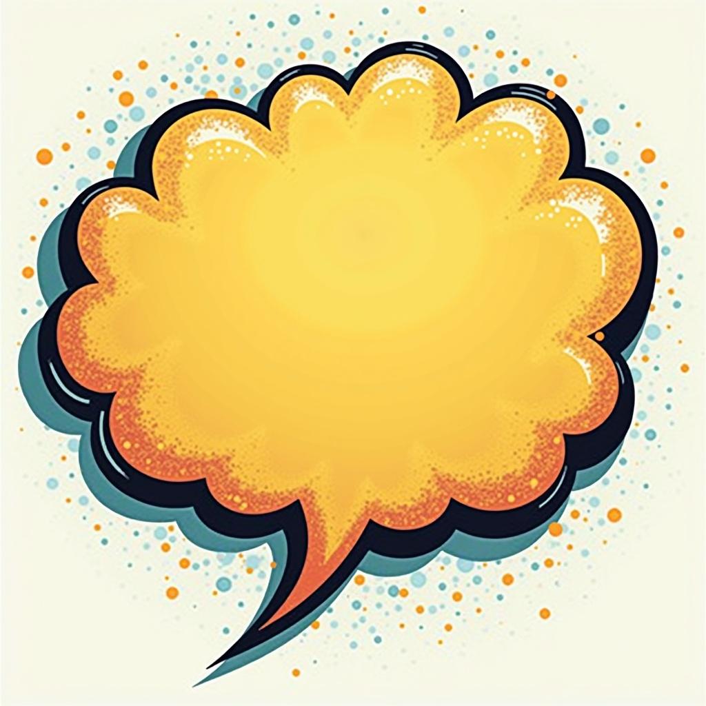 Bright comic style speech bubble with encouraging and playful outline.