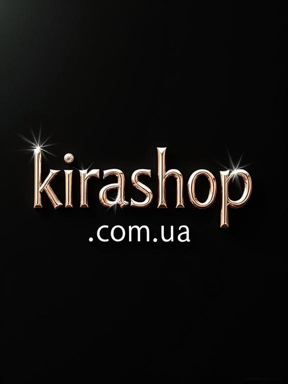 High-resolution image featuring the text 'kirashop.com.ua'. Text in a clean sans-serif typeface. Letters with polished appearance. Dark, smooth background. Elegant reflections create depth. Overall impression of refinement and luxury.