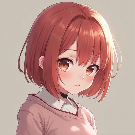 Cute anime girl with short hair and a gentle expression.