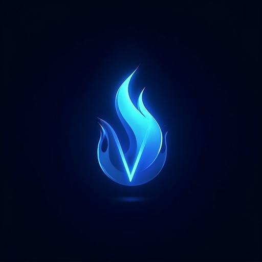 Design a luxury company logo for Vermillion Productions featuring blue colors and a glowing blue flame.