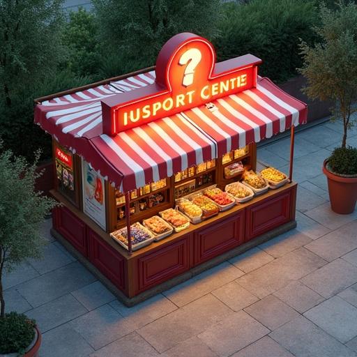 Single little market stand captured from above at a 90-degree angle.