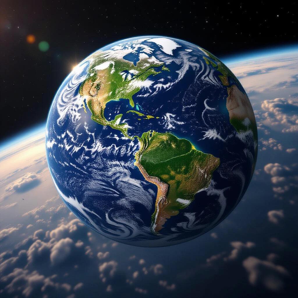 Detail photo of a realistic cinematic large-scale planet seen from space with intricate details