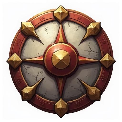 Icon designed for a card game. Round fighter shield in World of Warcraft style. Size 48 x 48 pixels with transparent background.