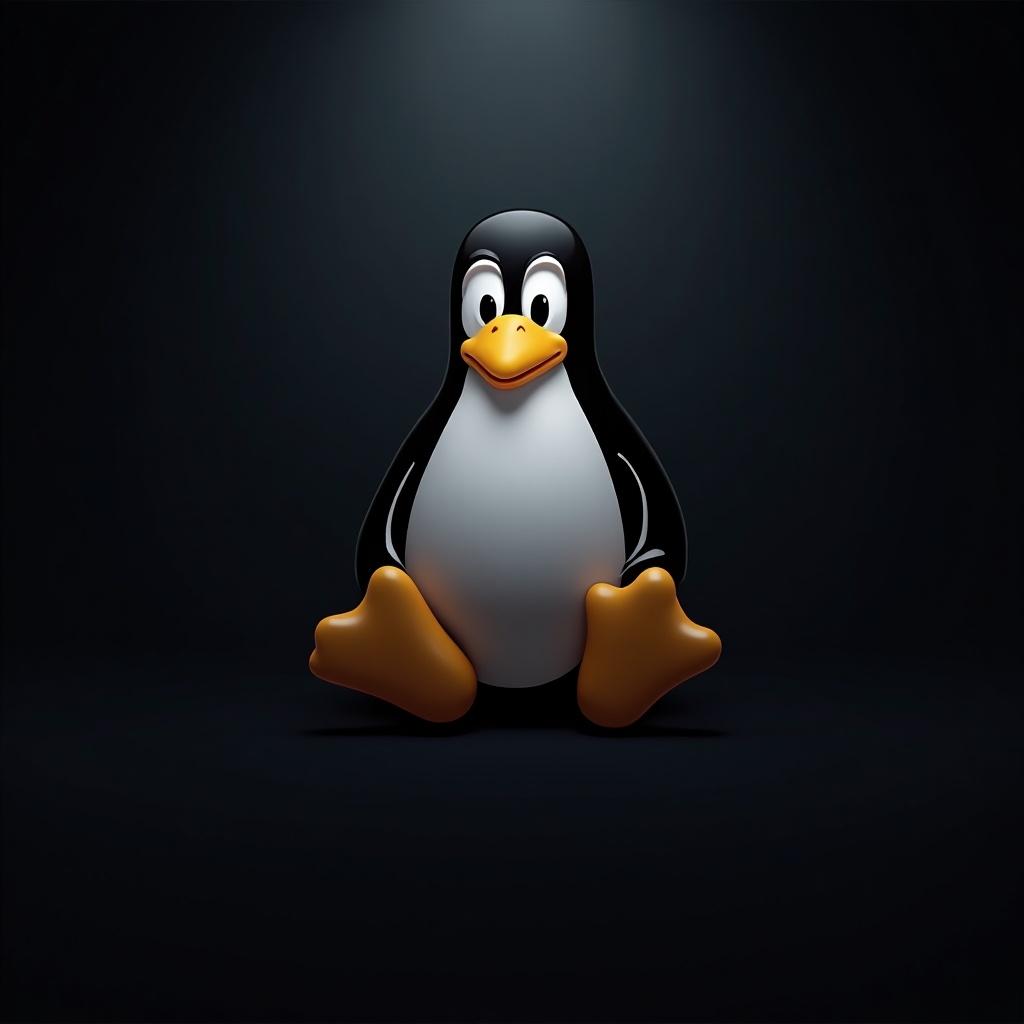 Ultra realistic penguin mascot representing Linux operating system without any text.